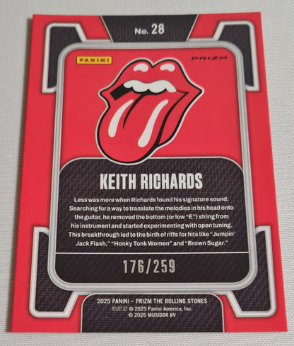 Keith Richards - 2025 Panini Prizm The Rollings Stones #28 Orange Prizm Wave /259