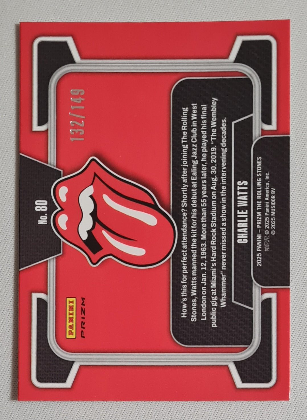 Charlie Watts - 2025 Panini Prizm The Rollings Stones #80 Disco Prizm /149