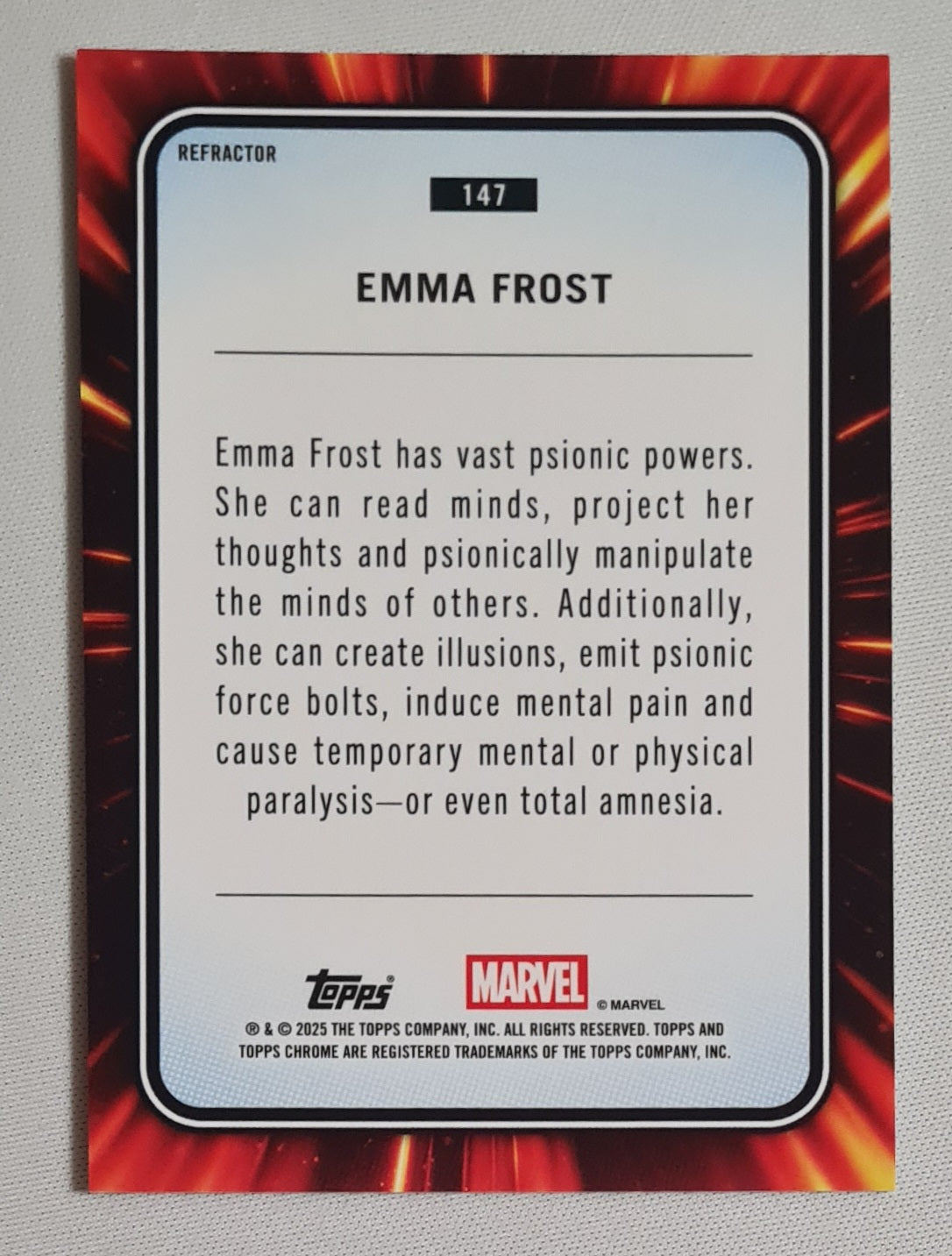 Emma Frost - 2025 Topps Chrome Marvel #147 Refractor