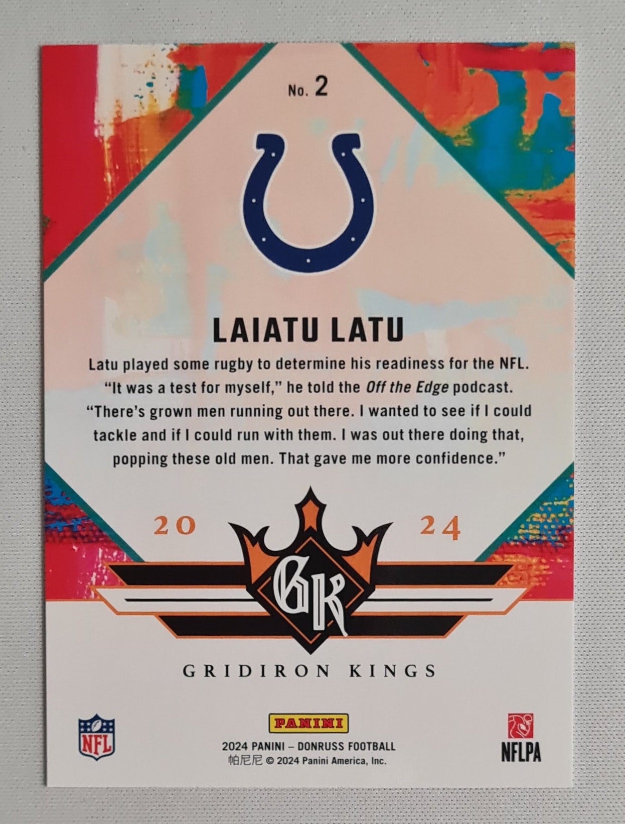 Laiatu Latu - 2024 Panini Donruss Football NFL Colts - Gridiron Kings #2