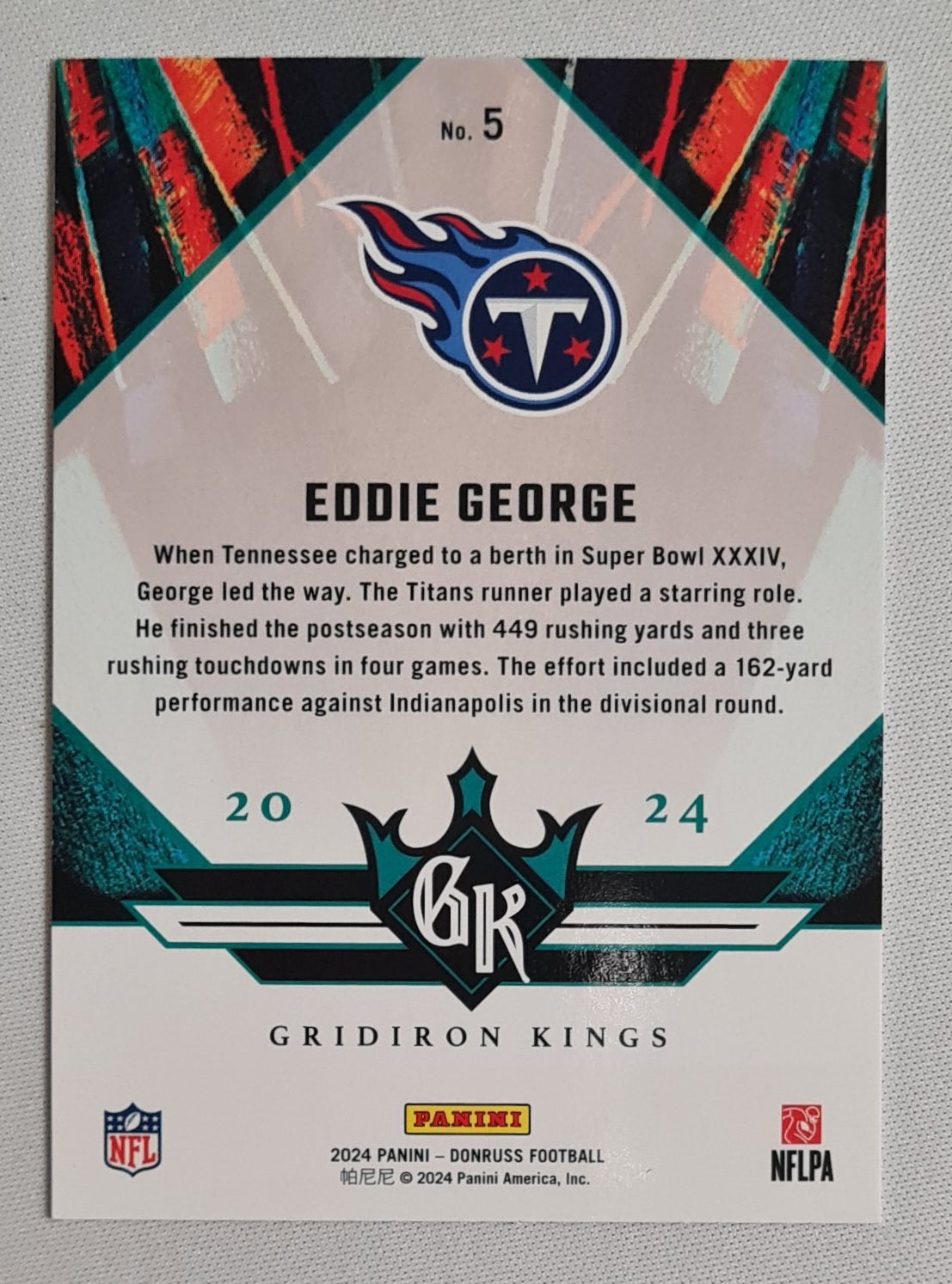 Eddie George - 2024 Panini Donruss Football NFL Titans - Gridiron Kings #5