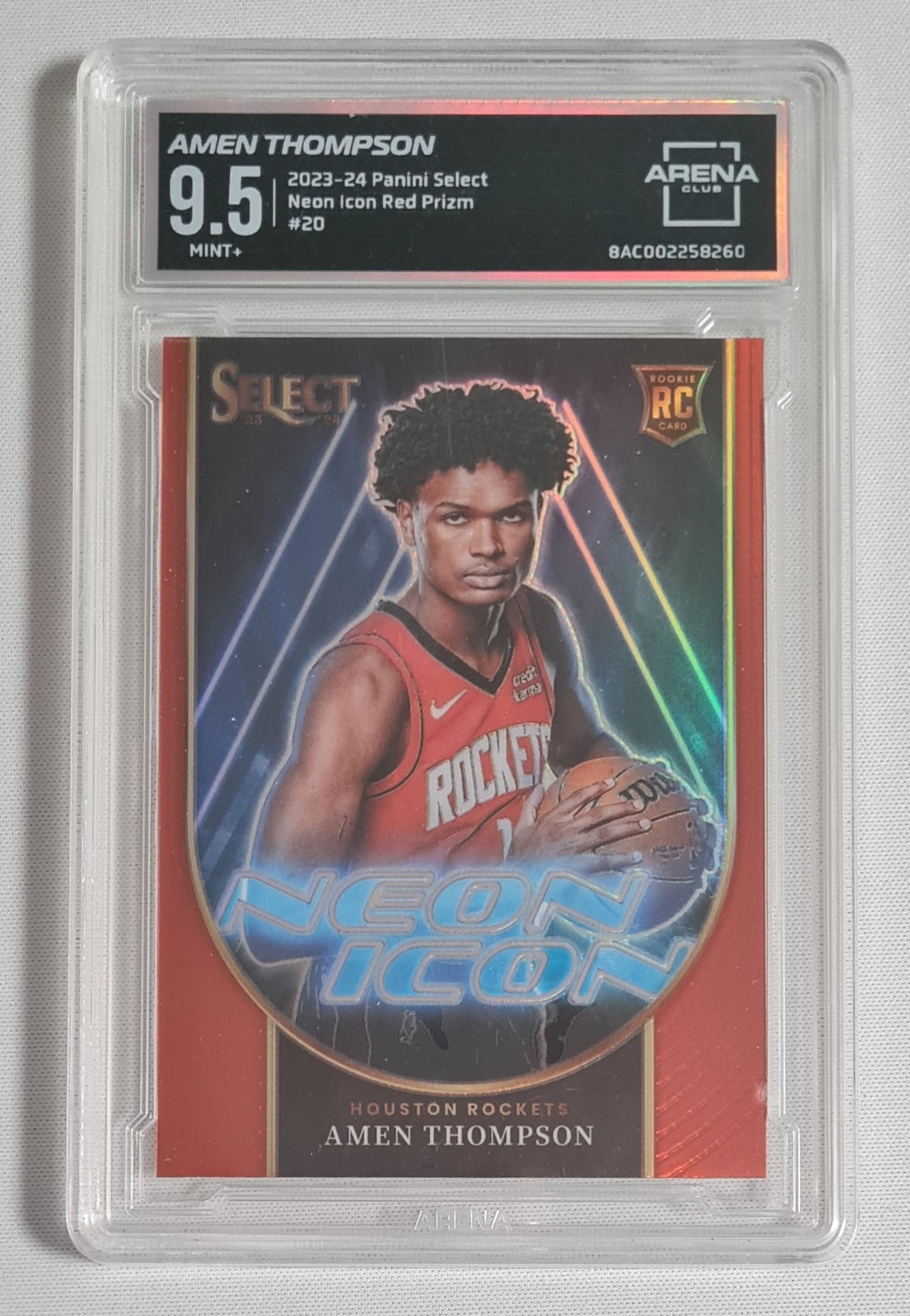 Amen Thompson - 2023/24 Panini Select Neon Icon NBA Basketball Houston Rockets (RC) Arena Club 9.5 MINT