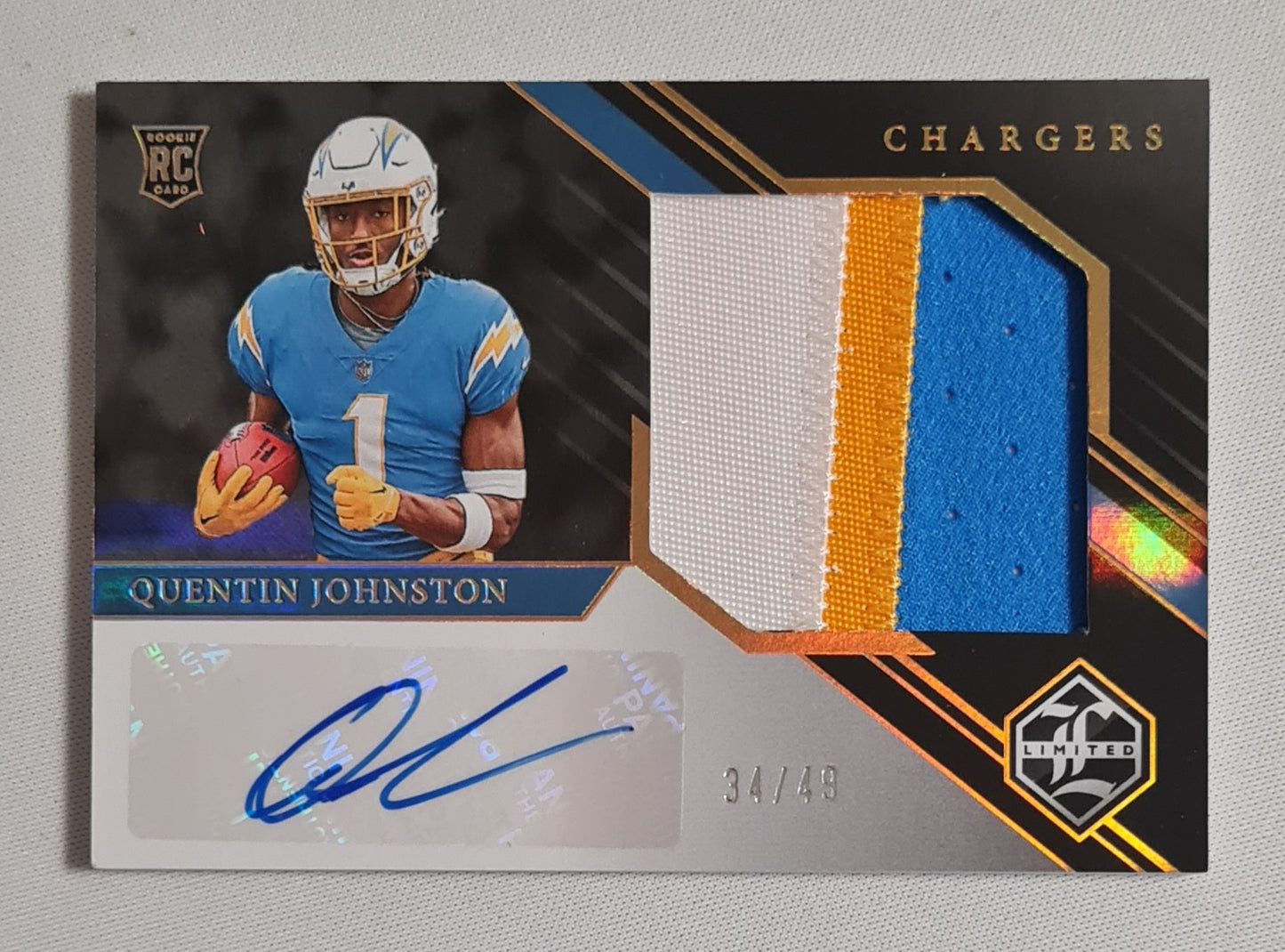 Quentin Johnston - 2023 Panini Limited Football NFL Chargers #170 / Patch + Auto /49