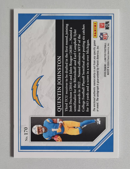 Quentin Johnston - 2023 Panini Limited Football NFL Chargers #170 / Patch + Auto /49