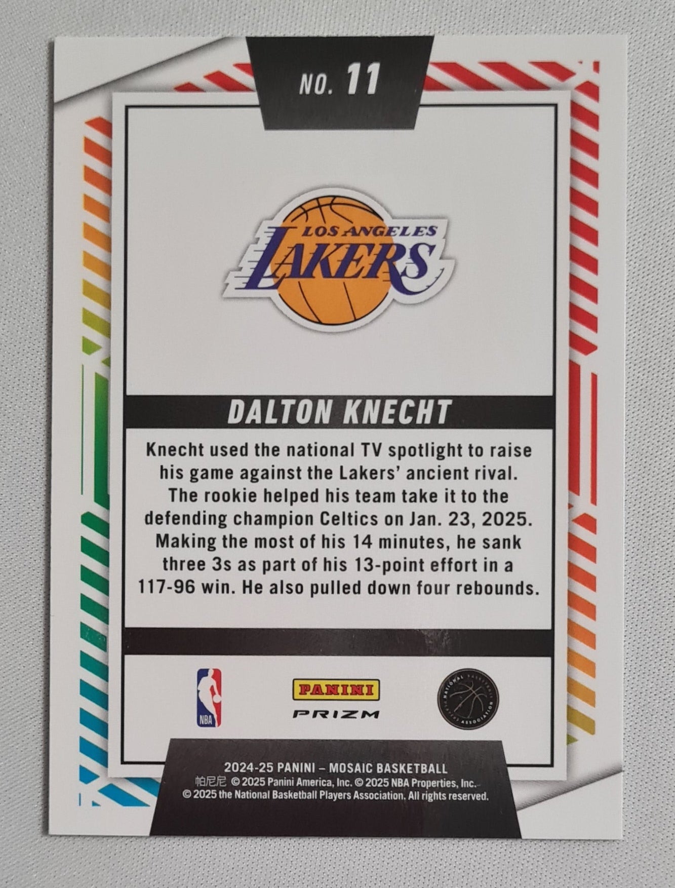 Dalton Knecht - 2024/25 Panini Mosaic Basketball NBA L.A. Lakers Prizm - Razzle Dazzle - (RC) #11