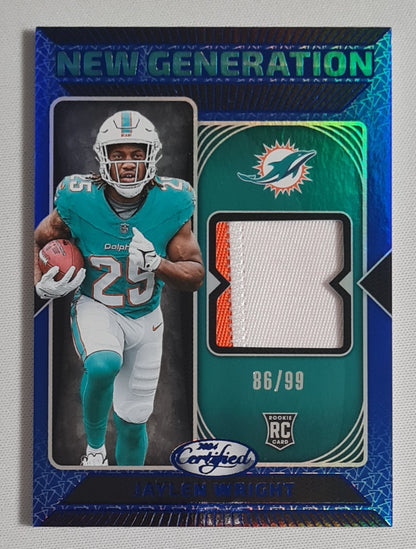 Jaylen Wright - 2024 Panini Certified Football NFL Miami Dolphins New Generation (RC) #NGS-JWT /Patch /99