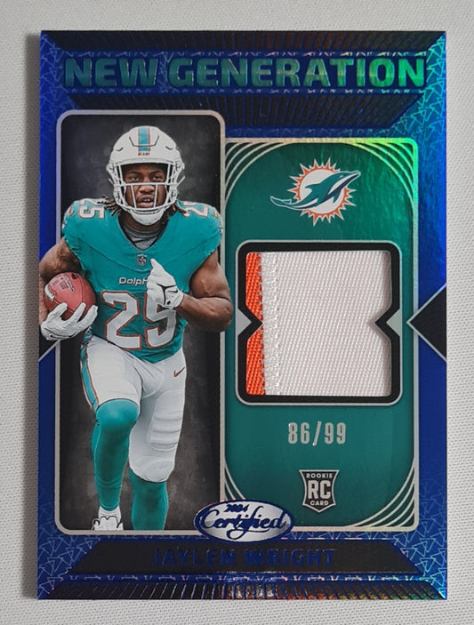 Jaylen Wright - 2024 Panini Certified Football NFL Miami Dolphins New Generation (RC) #NGS-JWT /Patch /99
