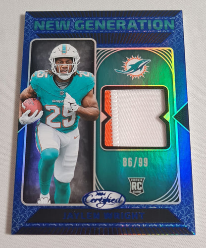 Jaylen Wright - 2024 Panini Certified Football NFL Miami Dolphins New Generation (RC) #NGS-JWT /Patch /99
