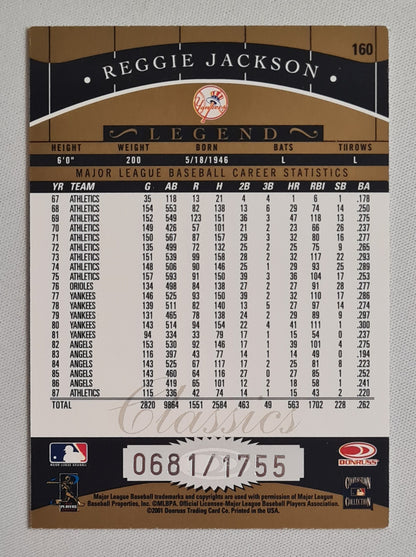 Reggie Jackson - 2001 Donruss Trading Card MLB Classics Legend NY Yankees #160 /1755