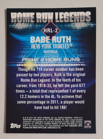 Babe Ruth - 2012 Topps Home Run Legends MLB NY Yankees #HRL-2  (#714) Prime