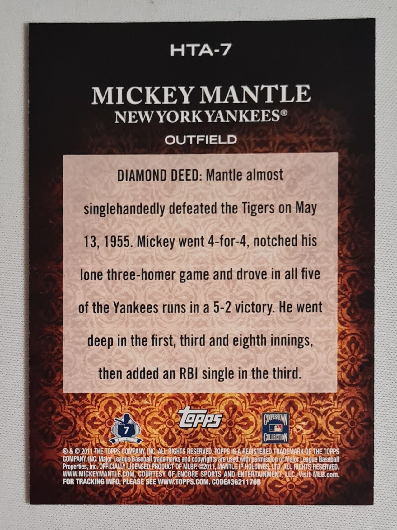 Mickey Mantle - 2011 Topps Diamond Anniversary Yankees #HTA-7