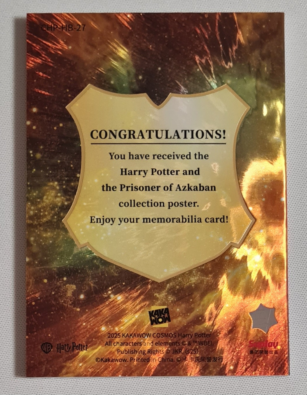 Harry Potter and  the Prisoner of Azkaban - 2025 Kakawow Cosmos WB (booklet) Gold #CHP-HB-27