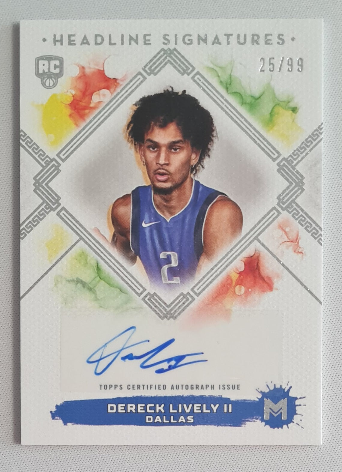 Dereck Lively II - 2024 Topps Headline Signatures (RC) NBA Basketball Dallas #HS-DL /99