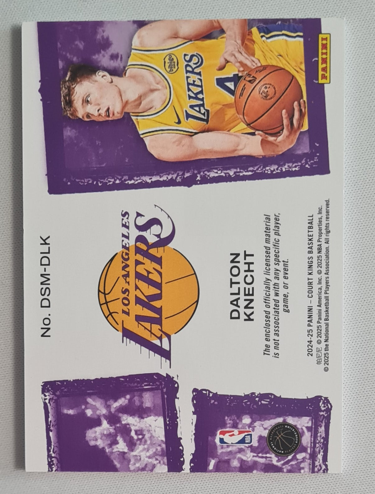 Dalton Knecht - 2024/25 Panini Court Kings (RC) Basketball NBA LA Lakers #DSM-DLK /3 color Patch
