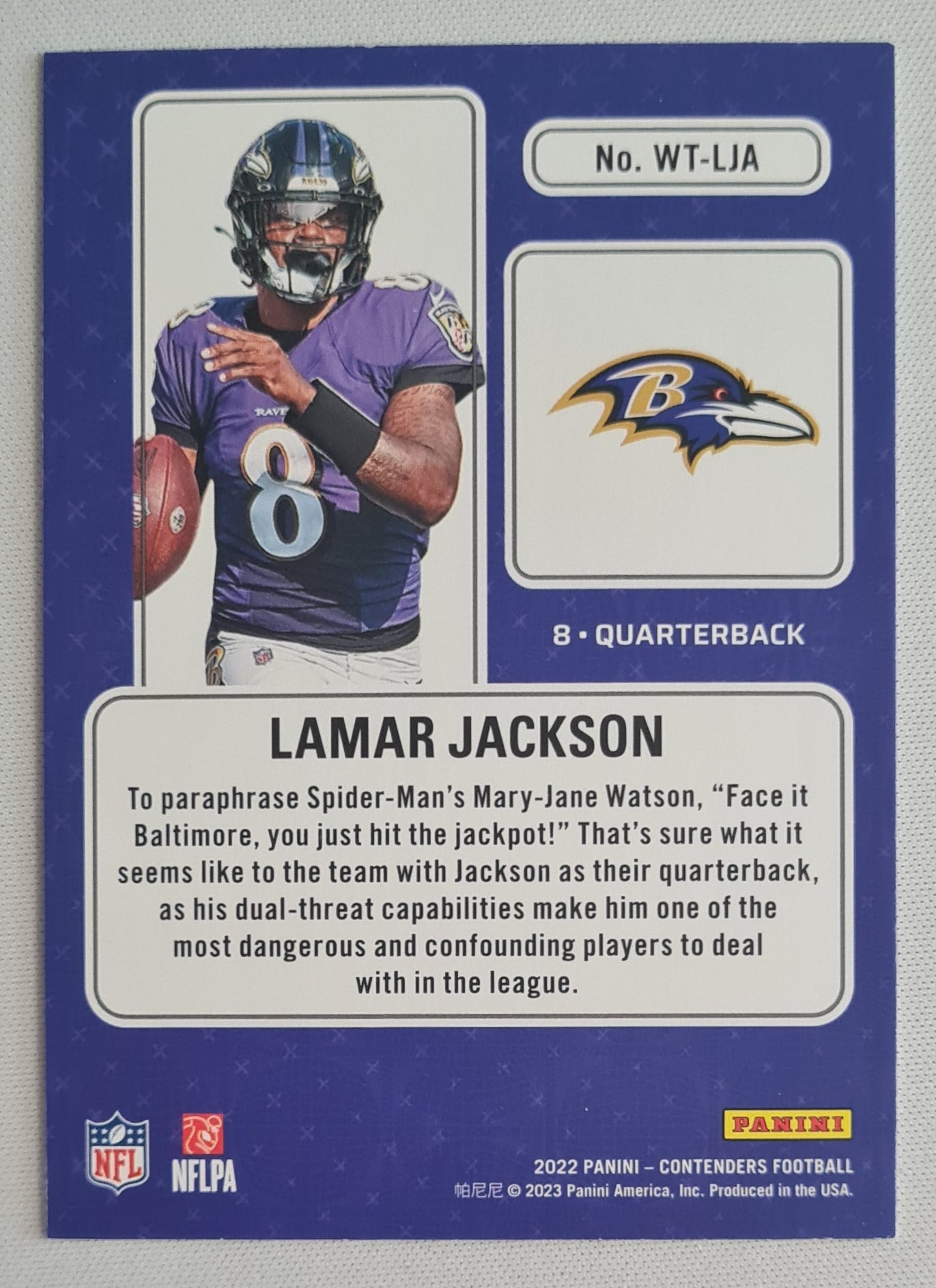 Lamar Jackson - 2022 Panini Contenders Football Winning Ticket NFL Baltimore Ravens #WT-LJA