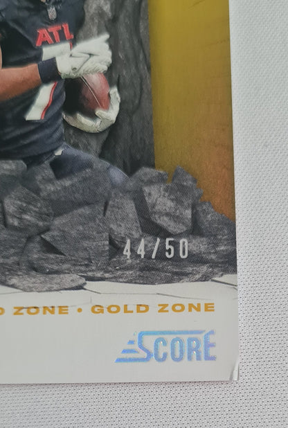 Bijan Robinson - 2024 Panini Score Football NFL Atlanta Falcons Emerged Gold Zone #EM-BRN /50 (damaged corner)