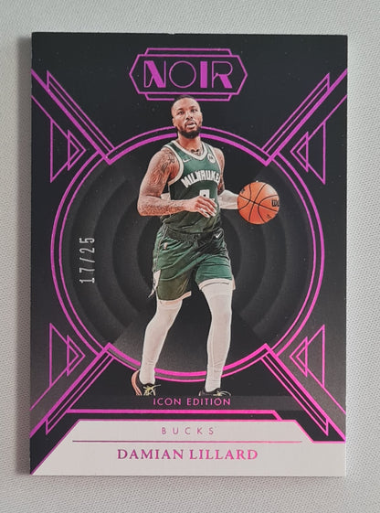 Damian Lillard - 2024/25 Panini Noir Basketball NBA Milwaukee Bucks Association Edition #90 /25 Holo Purple