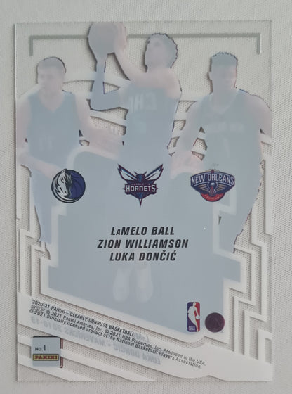 LaMelo Ball, Zion Williamson, Luka Doncic - 2021 Panini Clearly Donruss Basketball - Rated Rookie #1