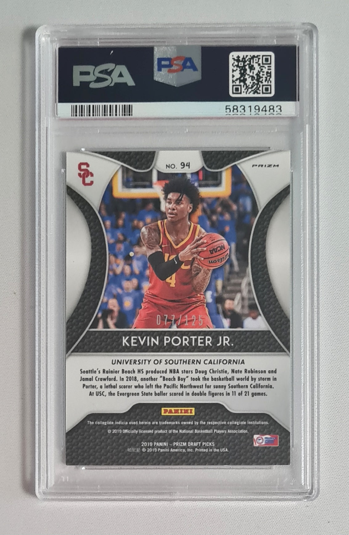 Kevin Porter Jr. - 2019 Panini Prizm Draft Picks University of Southern California (RC) #94 Green Prizm PSA 10 GEM Mint