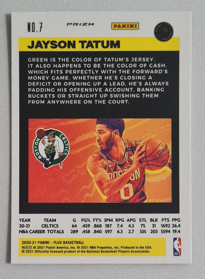 Jayson Tatum - 2020/21 Panini Flux Basketball NBA Boston Celtics Prizm #7 Silver Pulsar Prizm