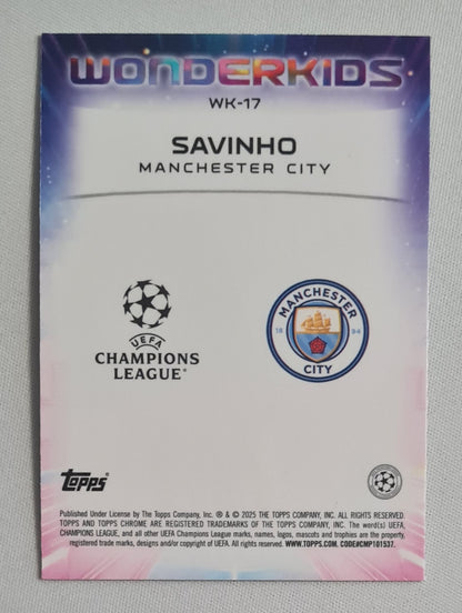 Savinho - 2025 Topps Chrome  Wonderkids Manchester City (CL) #WK-17