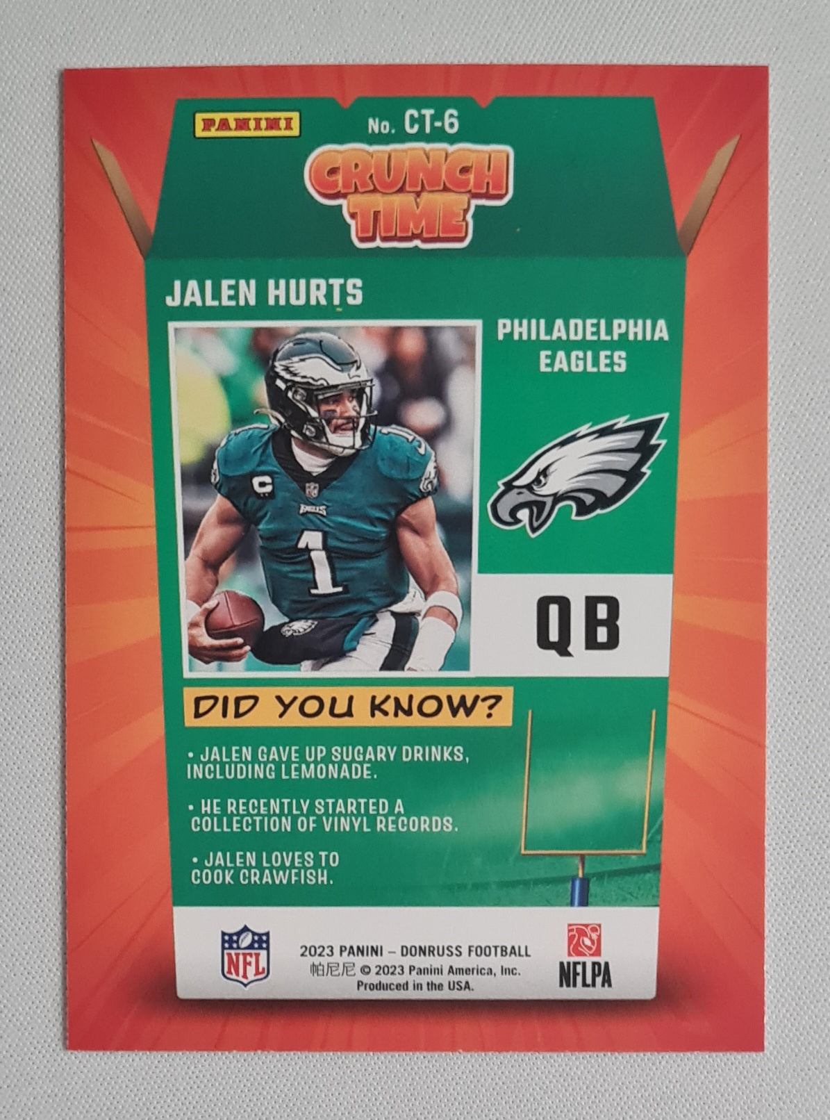 Jalen Hurts - 2023 Panini Donruss Football NFL Eagles Crunch Time #CT-6 Gold SSP