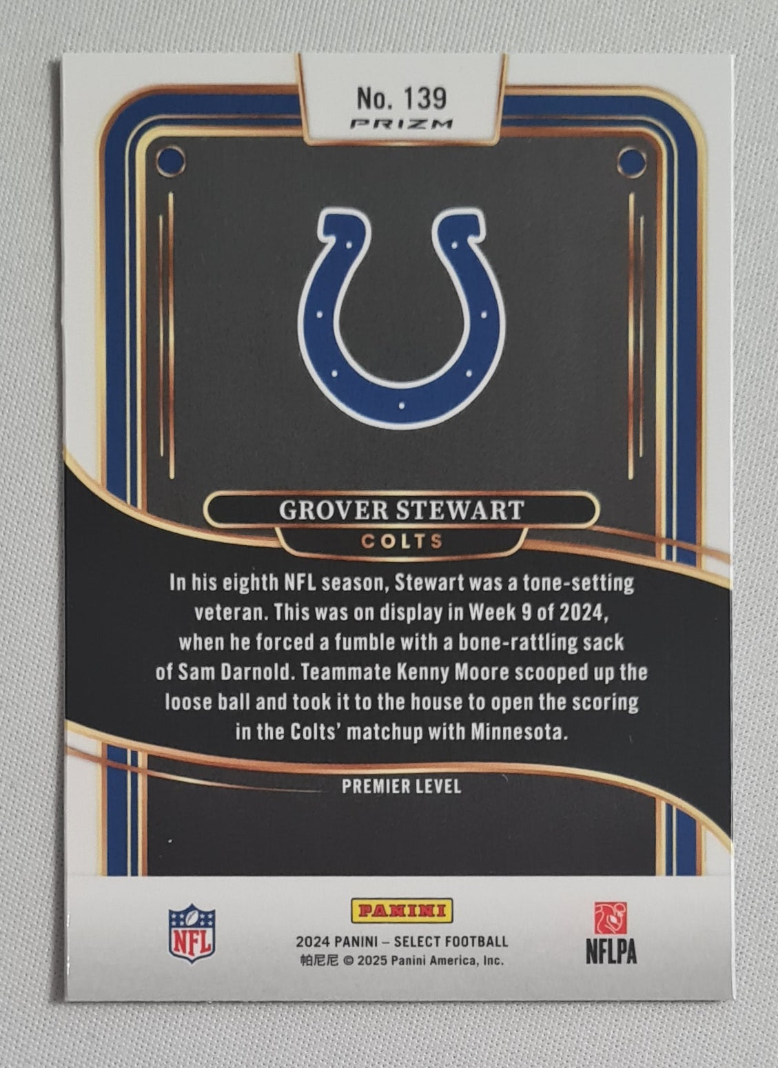 Grover Stewart - 2024 Panini Select Football NFL Colts - Premier Level - Prizm #139 Refractor