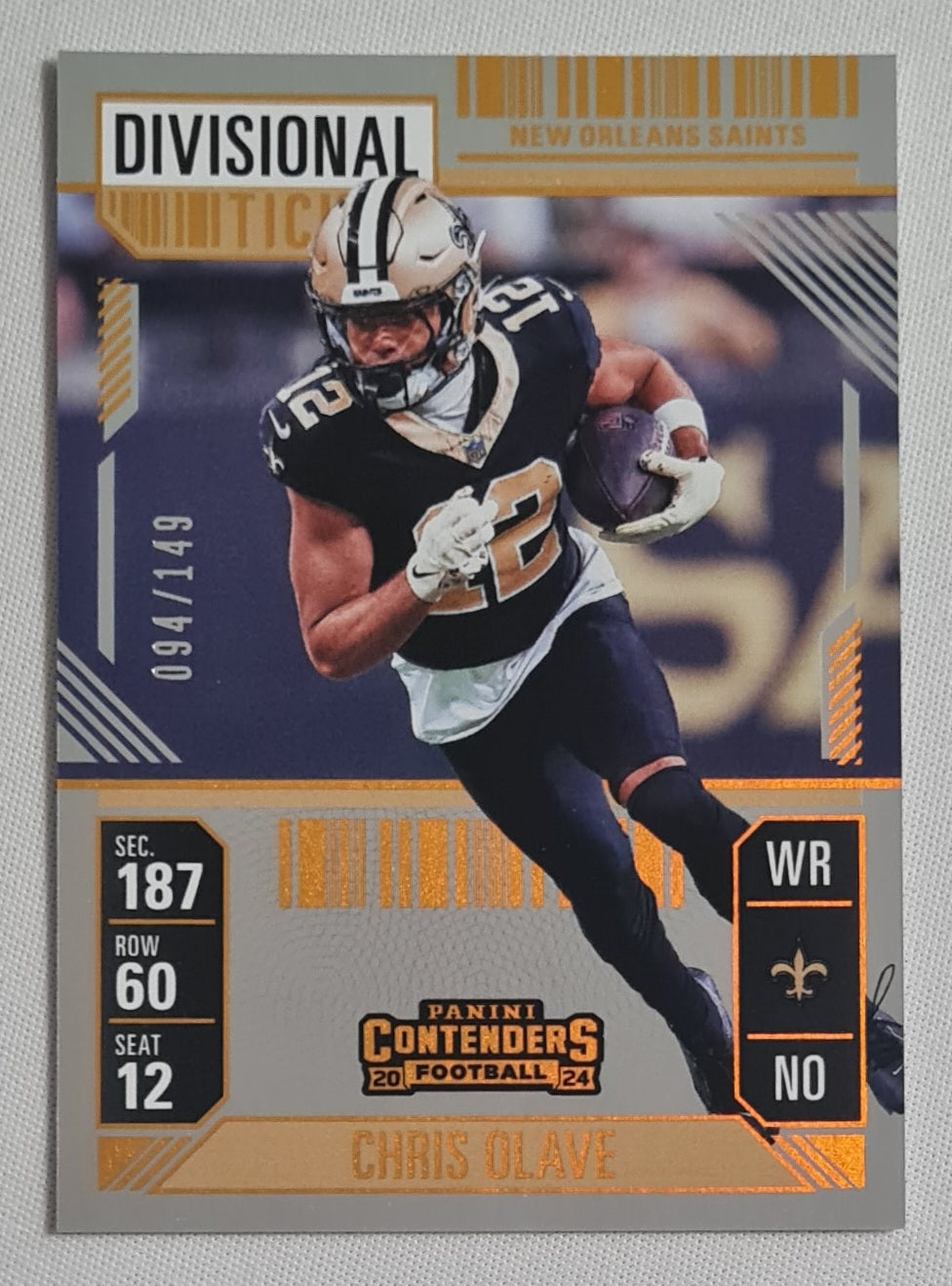 Chris Olave - 2024 Panini Contenders Football NFL New Orleans Saints - Divisional Ticket - #70 /149
