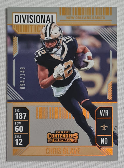 Chris Olave - 2024 Panini Contenders Football NFL New Orleans Saints - Divisional Ticket - #70 /149