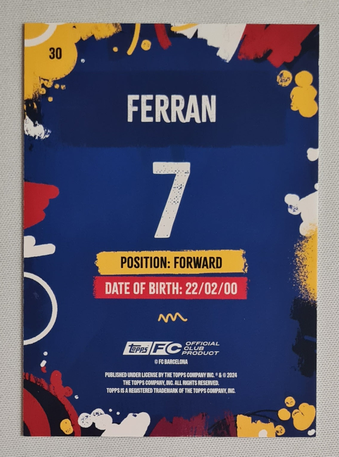 Ferran - 2024 Topps FC Barcelona Official Club Product #30