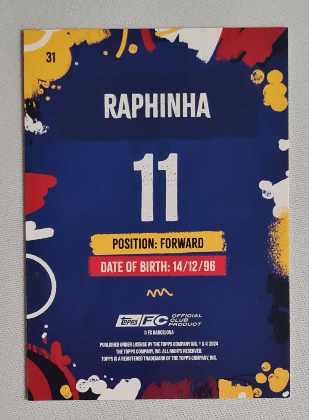 Raphinha - 2024 Topps FC Barcelona Official Club Product #31