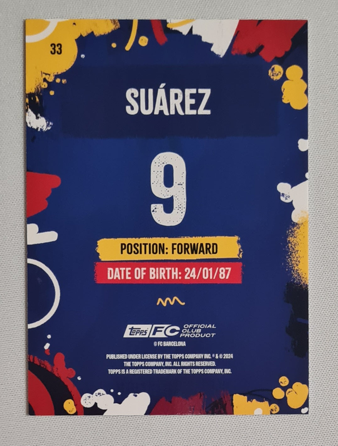 Suarez - 2024 Topps FC Barcelona Official Club Product #33