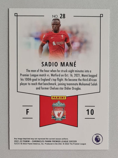 Sadio Mane - 2021/22 Panini Chronicles Panini Premier League Soccer Liverpool #28 Purple Astro