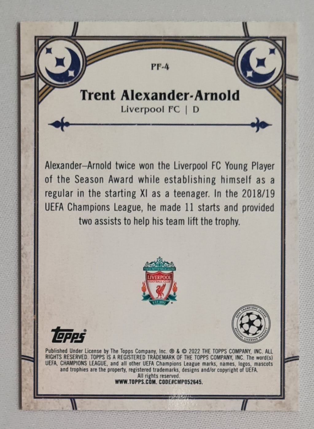 Trent Alexander-Arnold - 2022 Topps Merlin Prophegy Fulfilled EPL Liverpool #PF-4 Refractor
