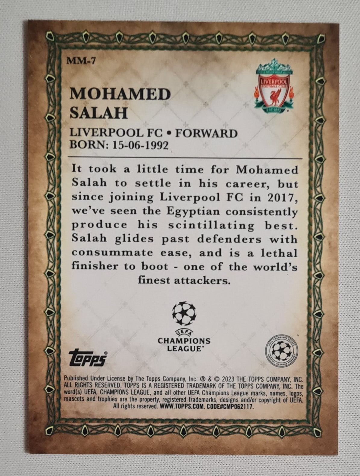 Mohamed Salah - 2023 Topps Merlin's Liverpool (CL) #MM-7