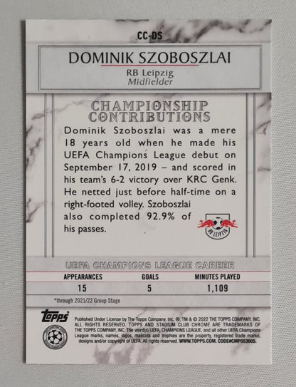 Dominik Szoboszlai - 2022 Topps Chrome Stadion Championship Contributions RB Leipzig (CL) #CC-DS
