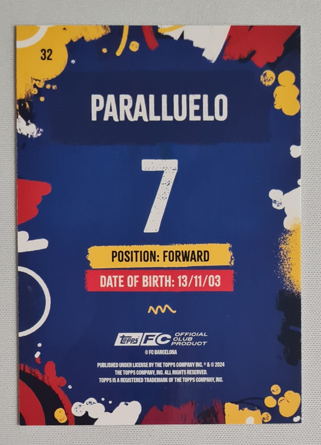 Paralluelo - 2024 Topps FC Barcelona Official Club Product #32