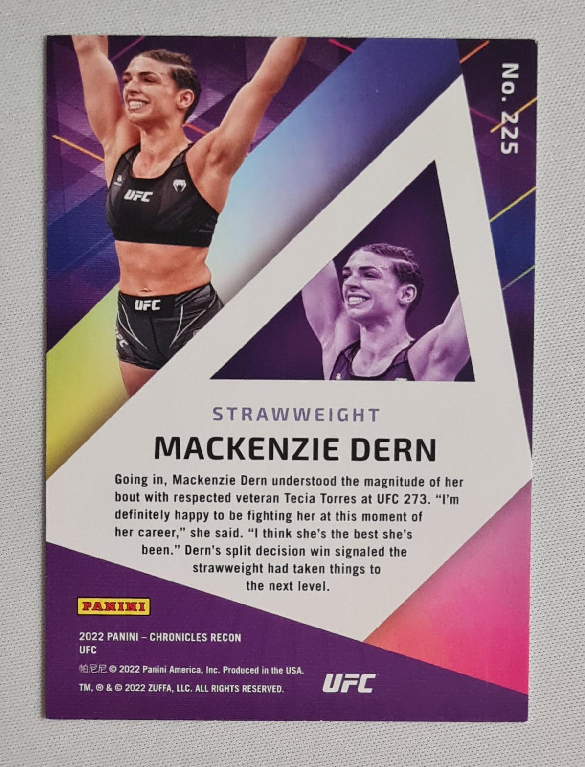 Mackenzie Dern - 2022 Panini Chronicles Recon UFC Fighter Strawweight #225 Purple Refractor