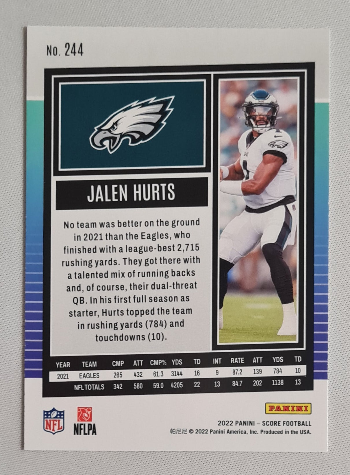 Jalen Hurts - 2022 Panini Score Football NFL Philadelphia Eagles #244