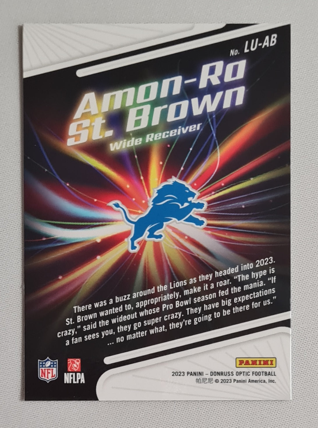 Amon-Ro St.Brown - 2023 Panini Donruss Optic Football NFL Detroit Lions - Light it up - #LU-AB