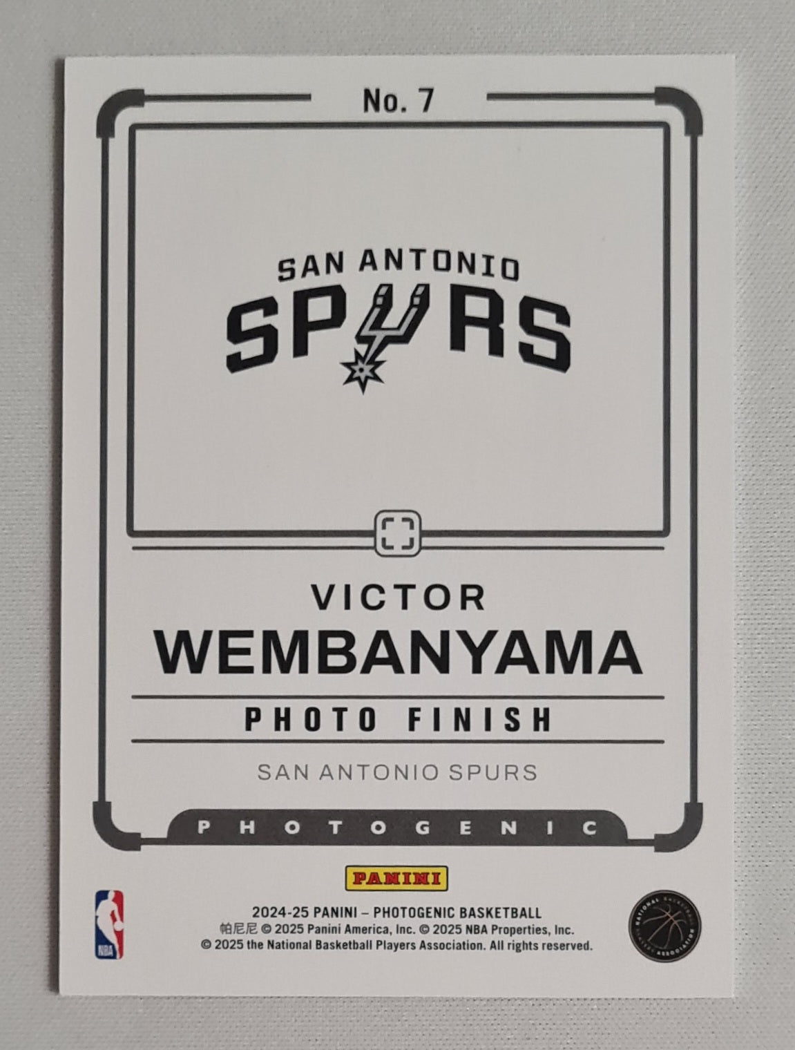 Victor Wembanyama - 2024 Panini Photogenics Basketball NBA San Antonio Spurs - Photo Finish - #7