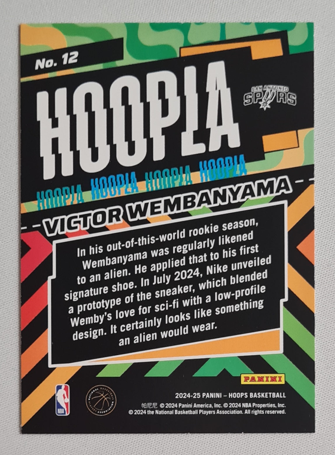 Victor Wembanyama - 2024/25 Panini Hoops Basketball NBA San Antonio Spurs - Hoopla - #12