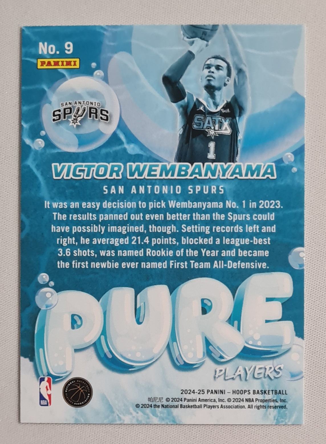 Victor Wembanyama - 2024/25 Panini Hoops Basketball NBA San Antonio Spurs - Pure Players - #09