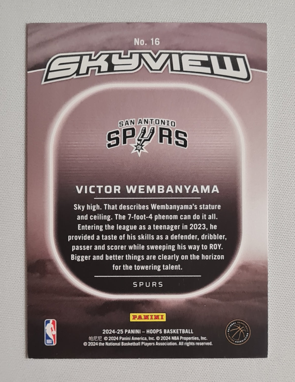 Victor Wembanyama - 2024/25 Panini Hoops Basketball NBA San Antonio Spurs - Skyview - #16