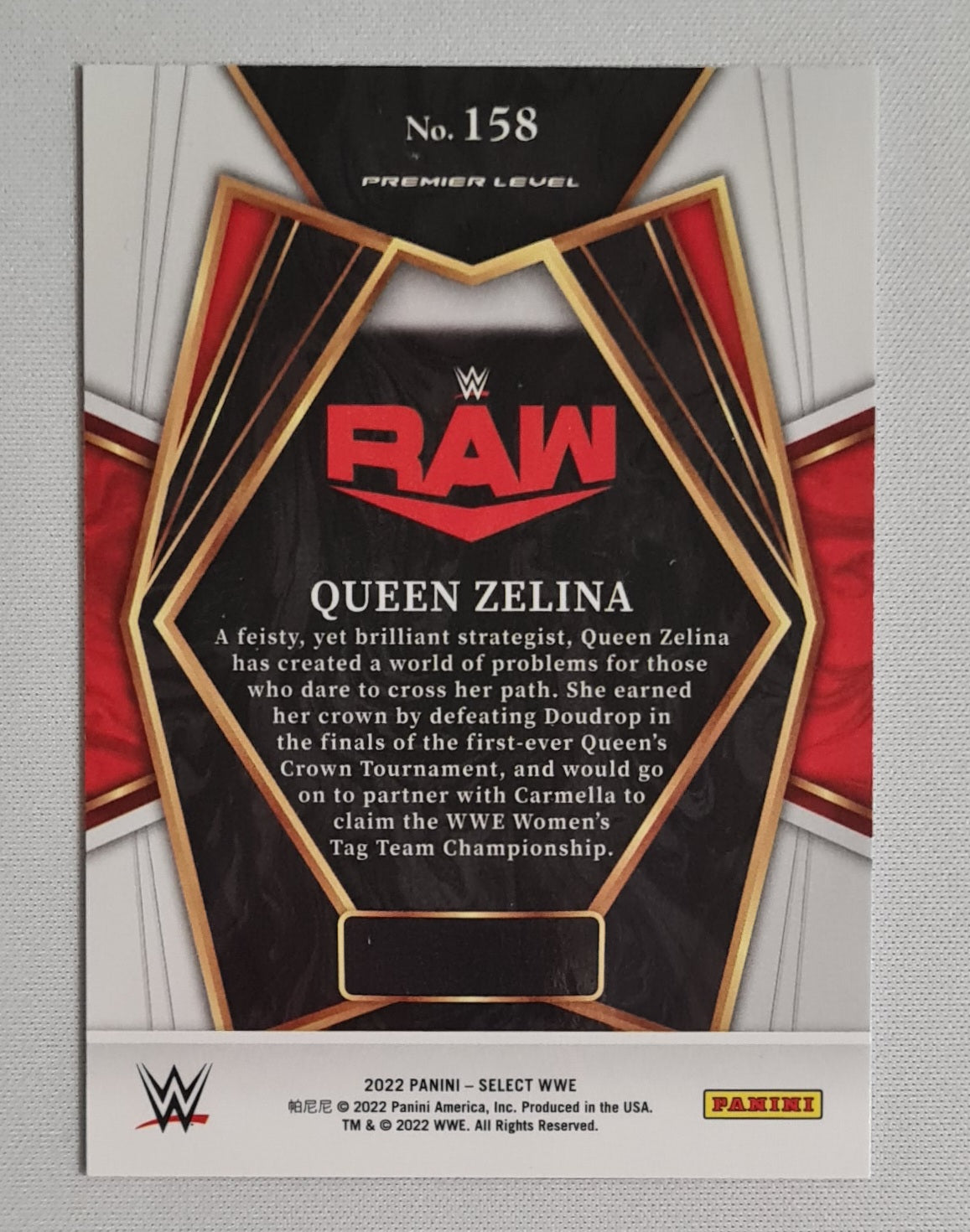 Queen Zelina - 2022 Panini Select WWE Wrestling RAW Premier Level #158