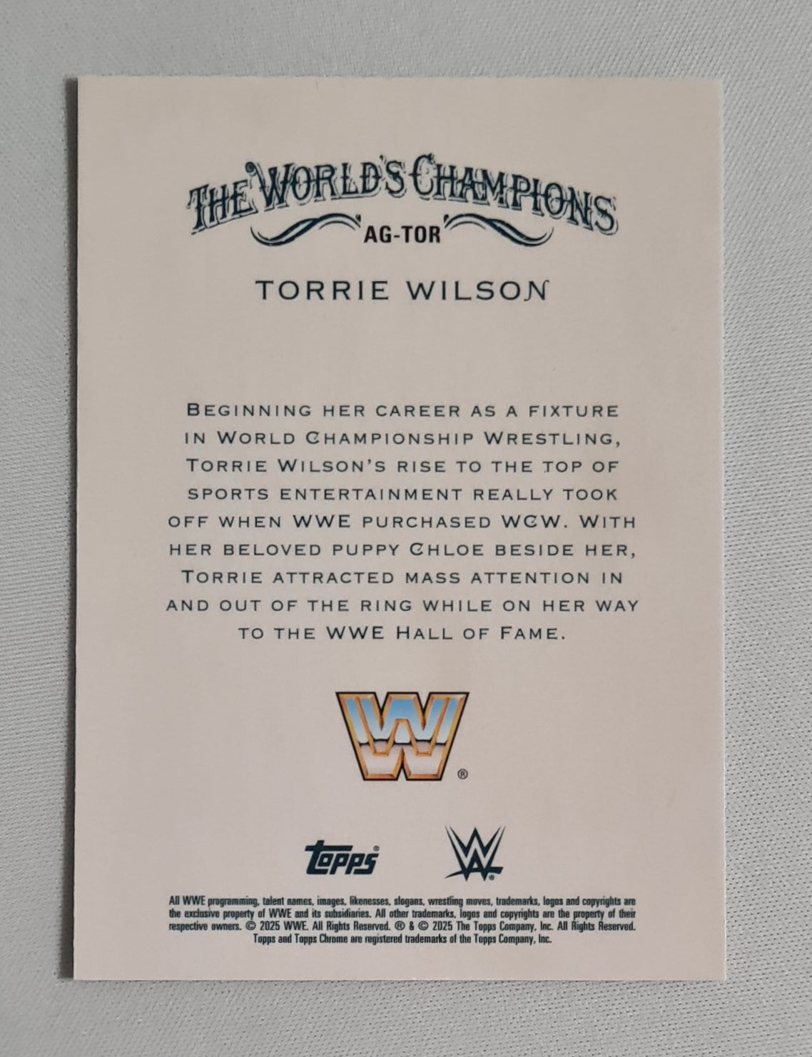 Torrie Wilson - 2025 Topps Chrome Allen & Ginter - The World Champions - WWE Werstling #AG-TOR