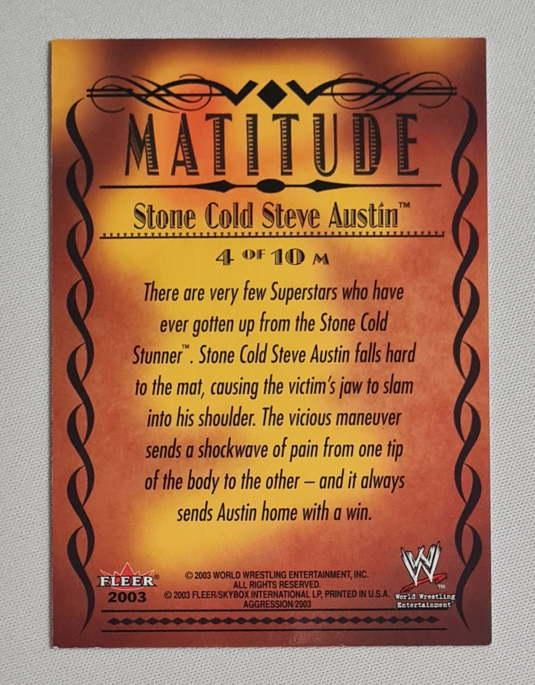 Stone Cold Steve Austin - 2003 Fleer WWE Wrestling - Matitude - Aggression #4 of 10 set number