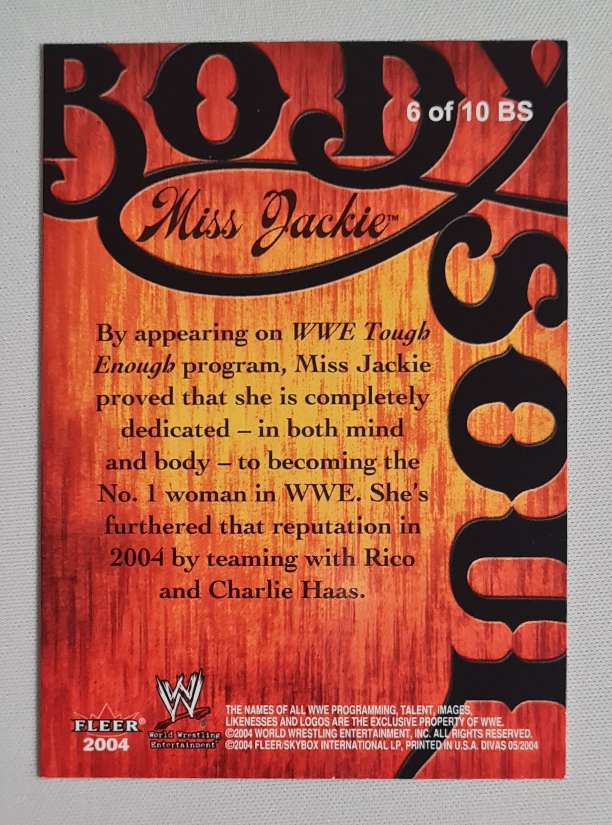 Miss Jackie - 2004 Fleer WWE Wrestling Body Soul Divas 2005 #6 of 10 card set number