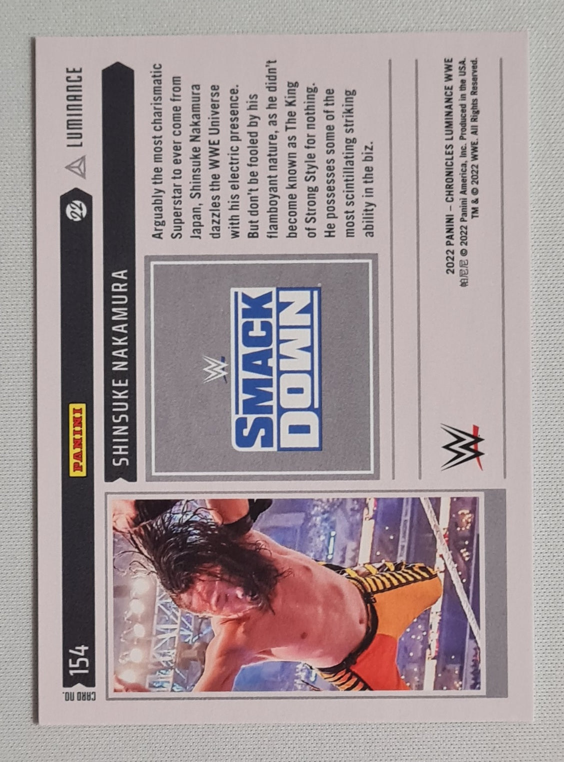 Shinsuke Nakamura -2022 Panini Chronicles Luminance WWE Wrestling - Smack Down - #22