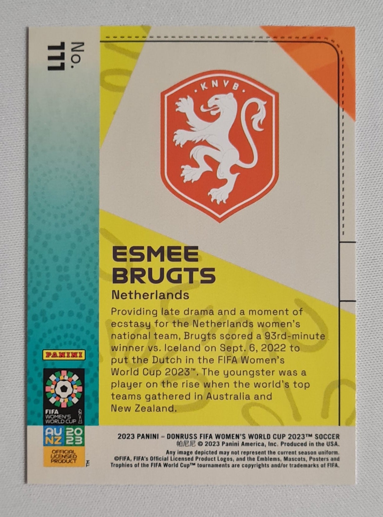 Esmee Brugts - 2023 Panini Donruss FIFA Women's World Cup 2023 Soccer National Team Netherlands #111
